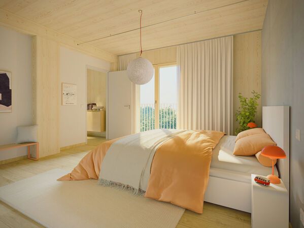 Innenansicht Schlafzimmer - Woodscraper Hochhaus aus Holz in Wolfsburg